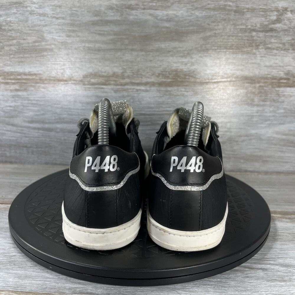 P448 Womens John Black Zebra Distressed Leather Sneakers Size EU 38 US 7 - Picture 4 of 8